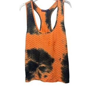 Orange and Black Textured Women's surfer‎ Tank Top size 2X